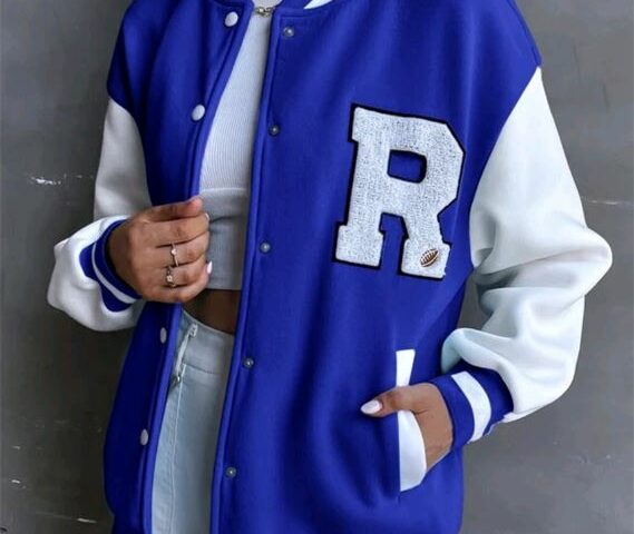 bomberjack baseball jacket blauw voorzijde